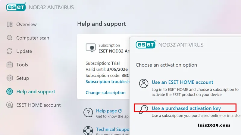 steps to activate ESET NOD32 antivirus license key