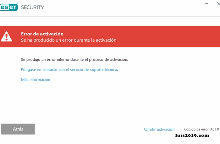 Mensaje de error act.0 al momento de activar